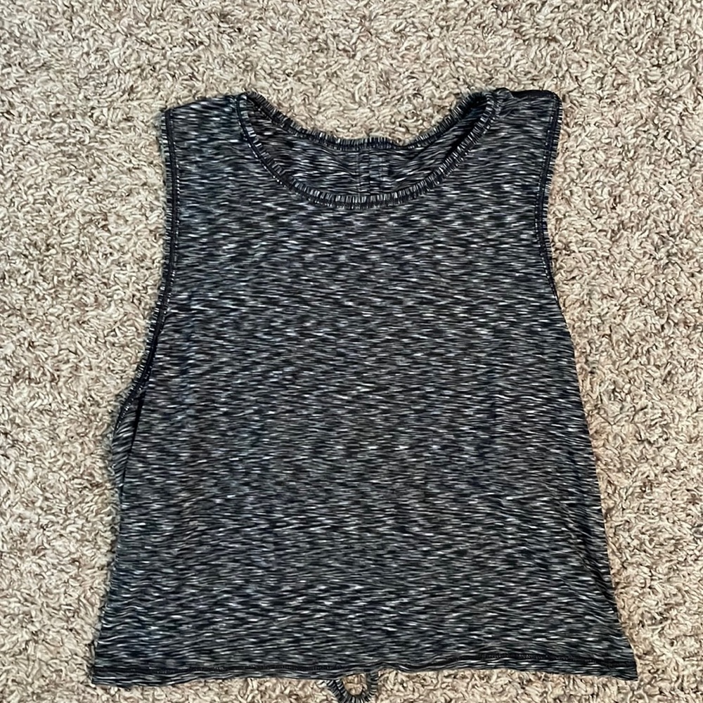 COPY - Black and white Lululemon muscle tank crop top. Size 8. Lightly worn.